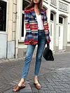 Checkered And Split-Joint Long Sleeves Coats