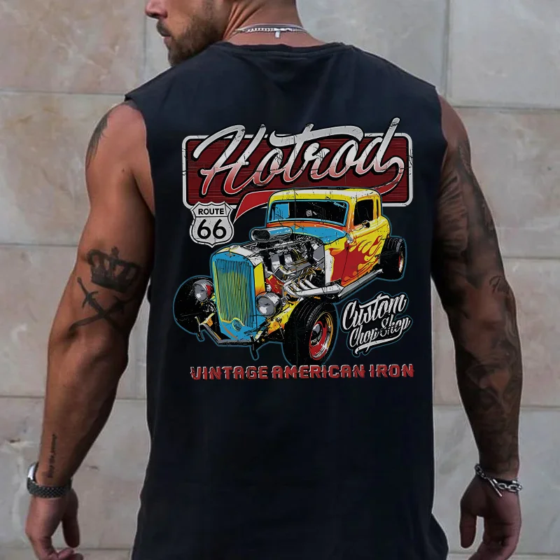 HOT ROD CUSTOM CHOP SHOP Classic Car Print Men's Vest