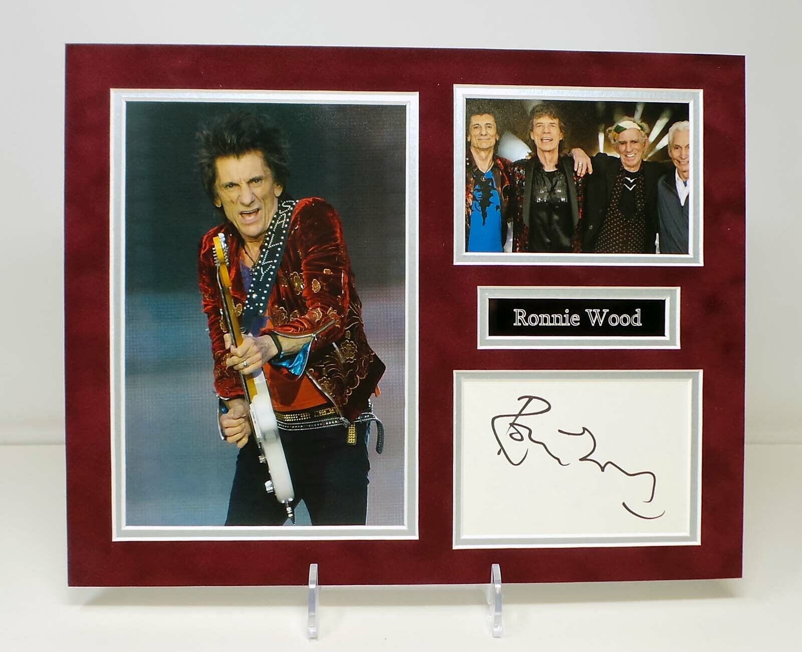 Ronnie Wood The Rolling Stones RARE SIGNED Mounted Photo Poster painting Display 1 AFTAL RD COA