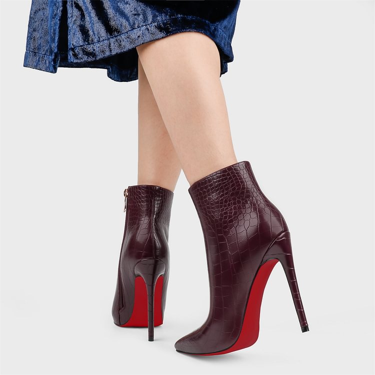 120mm Women's Ankle Boots Closed Pointed Toe Red Bottom Shoes Fashionable  Stilettos Autumn Dress Booties