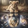 Lion Cub Grey Reflection-11CT Stamped Cross Stitch 40*40cm/15.75*15.75in