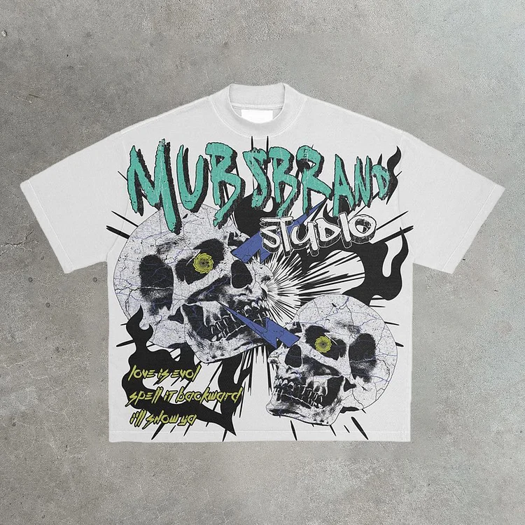 Personalized Skull Graphics Cotton Hellstar Style T-Shirt