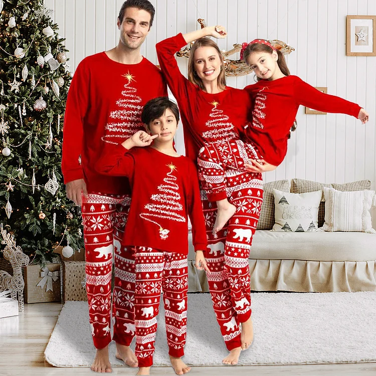  YOUNGER TREE Family Christmas Pjs Matching Sets Letter