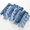 Kid Boy Cartoon Hole Denim Long Pants Elastic Waist Jeans