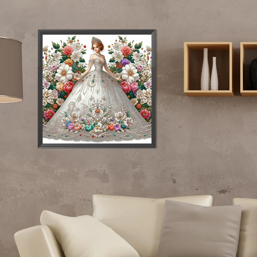Diamond Painting - Full Round Drill - Flower Dress Beauty(Canvas|40*40cm)