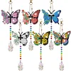 6Pcs Flower Butterfly DIY Diamond Painting Wind Chimes Crystal Window Suncatcher Craft Set Birthday Gifts Home Garden Decor