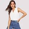 SHEIN Classy V-Neck Sleeveless Solid Women Tops And Blouses 2019 Summer Casual Fashion Lady Streetwear Tank Top Blouse 