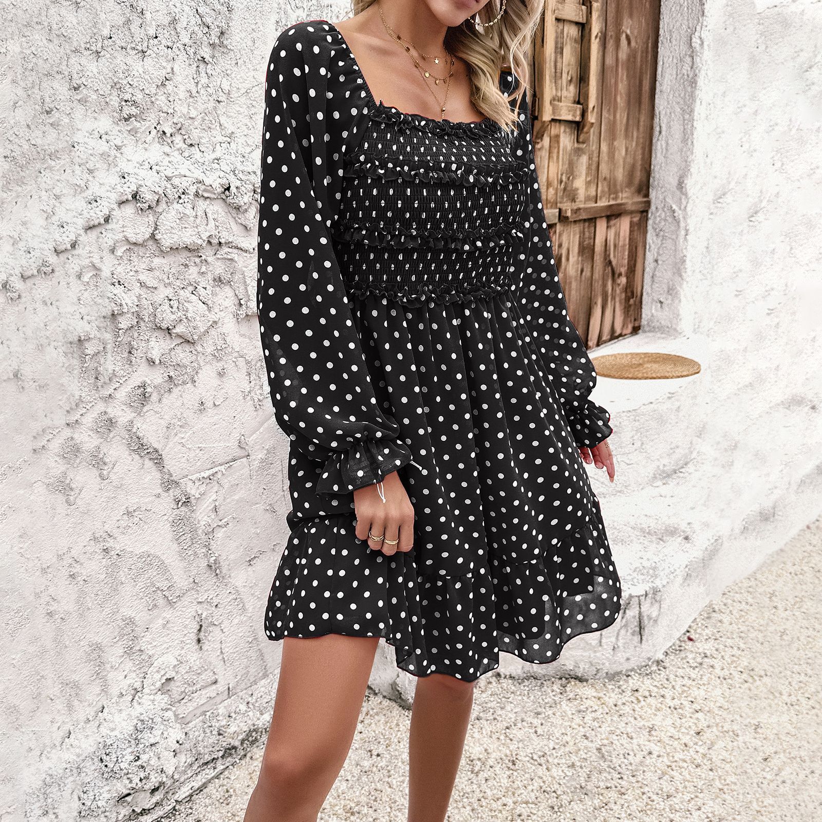 Mature Lady Temperament Polka Dot Summer Dress