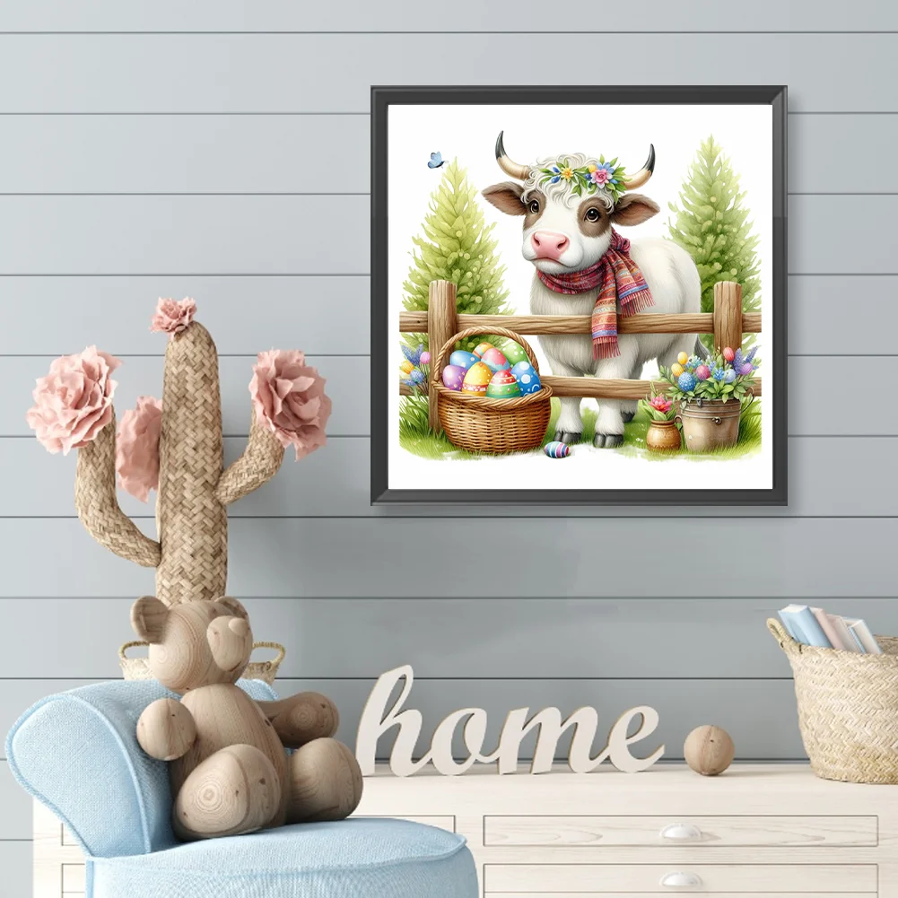 Diamond Painting - Full Round Drill - Easter Cow(Canvas|40*40cm)