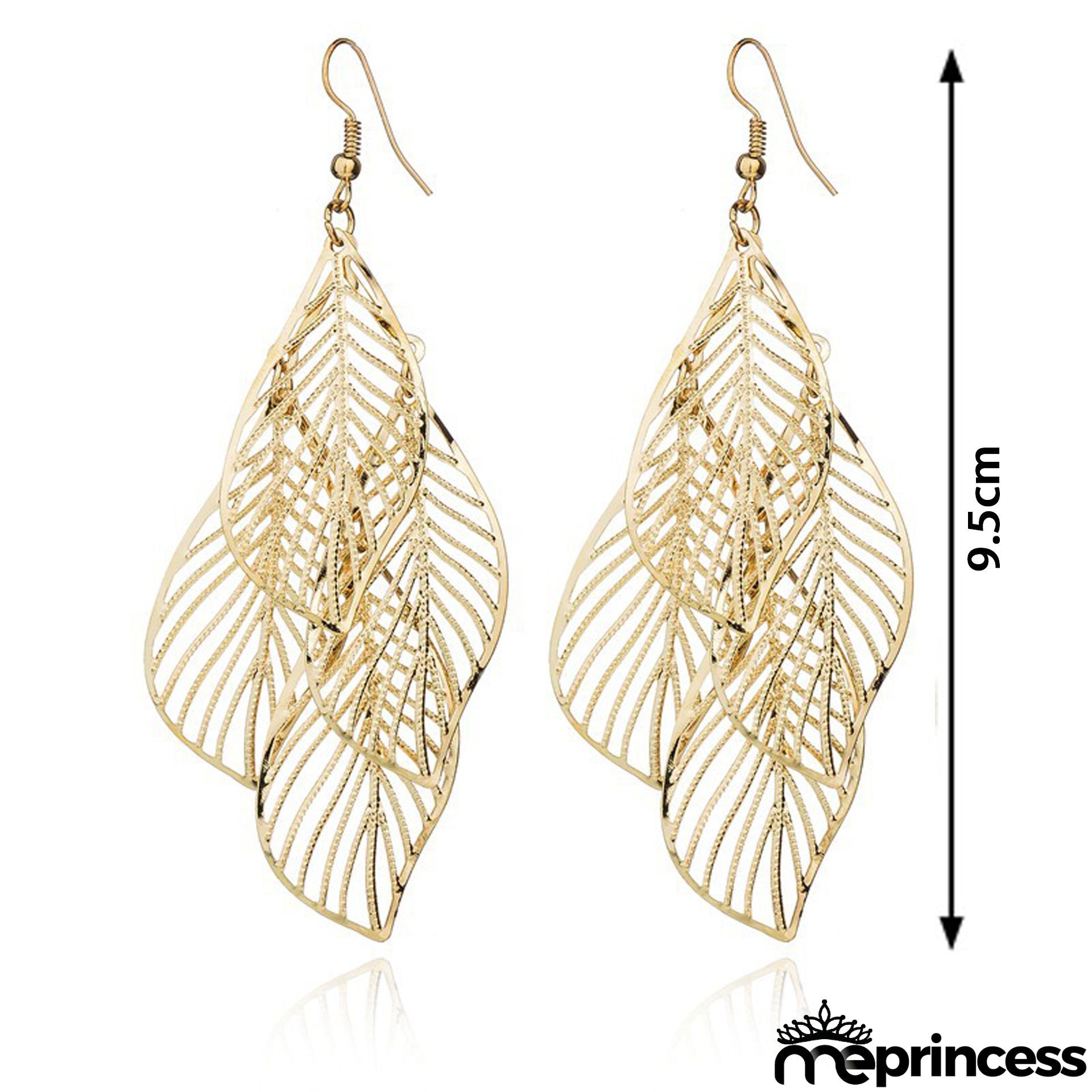 Leaf Design Gold Metal Detail Earring Set