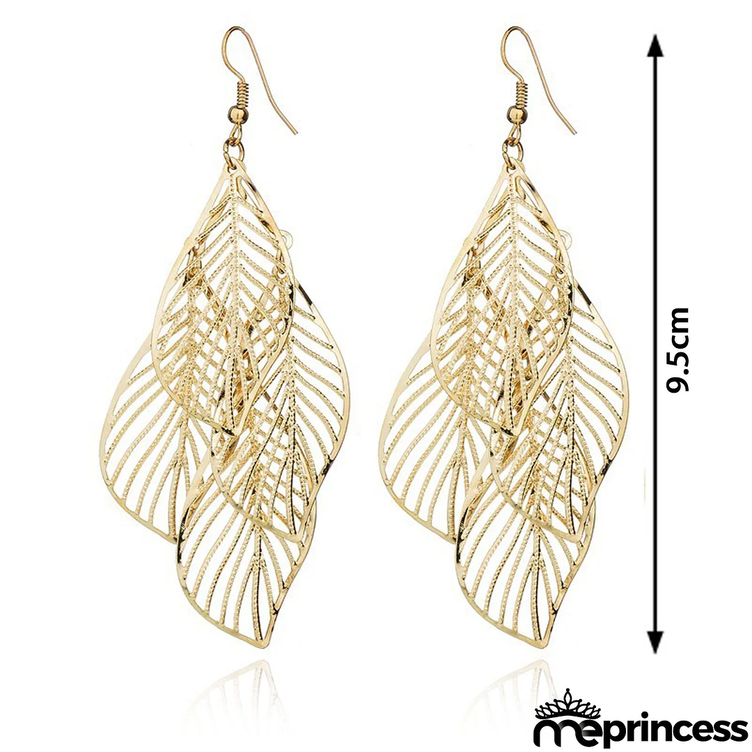 Leaf Design Gold Metal Detail Earring Set