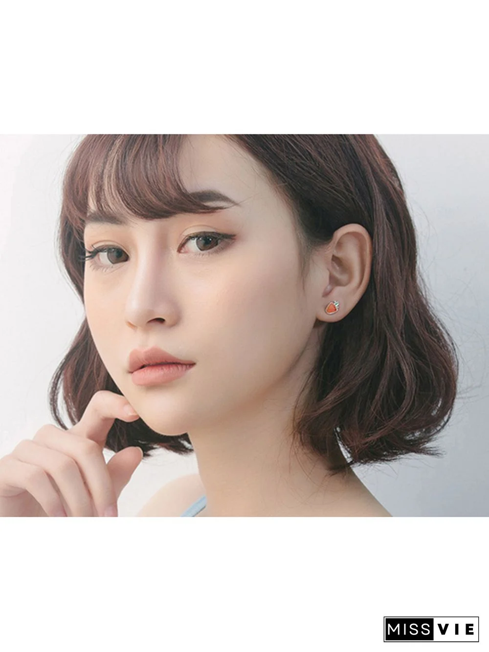 Rabbit Carrot 925 Sterling Silver Stud Earrings