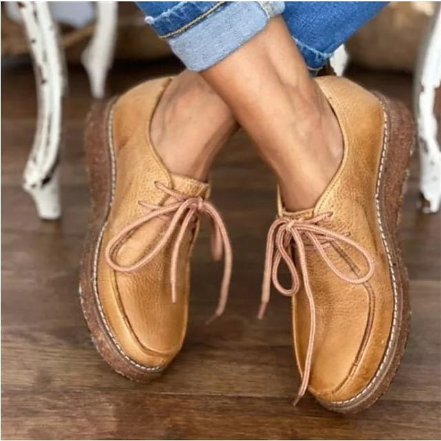 Women's Oxfords Flat Heel Round Toe PU Solid Colored Shoes