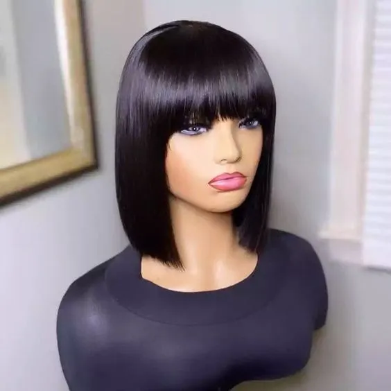 Wignee Full Part Short Bob None-Lace Human Brazilian Bob Wigs With Bangs wignee hair