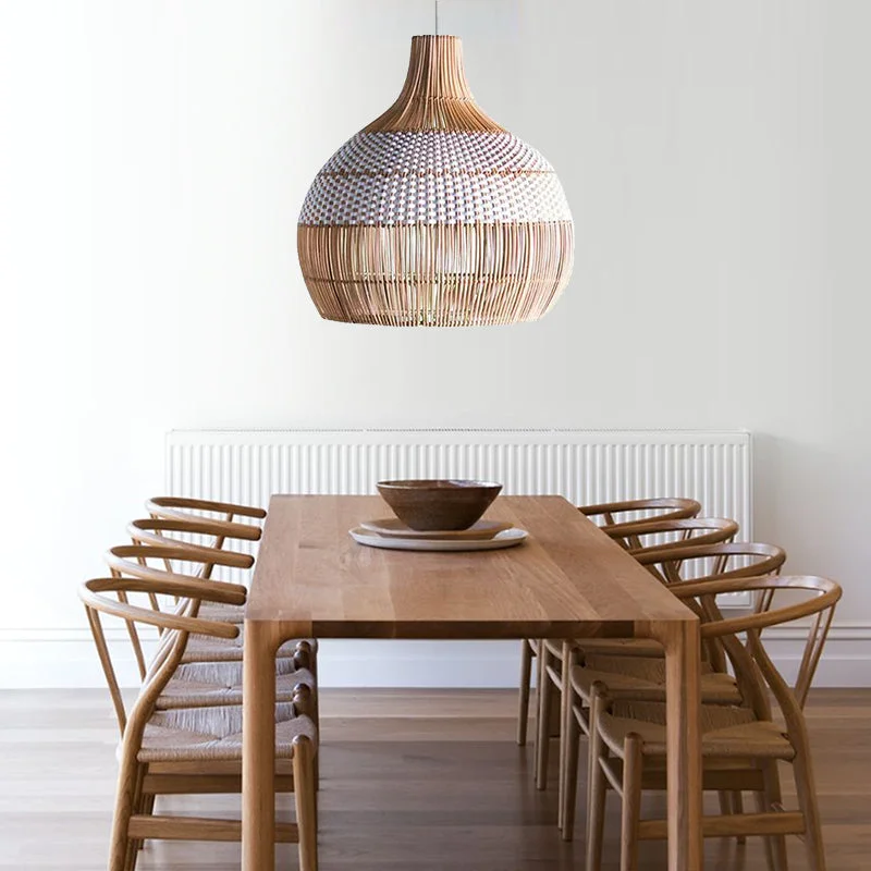 Arturest White handwoven Rattan Pendant Light Lampshade For Kitchen