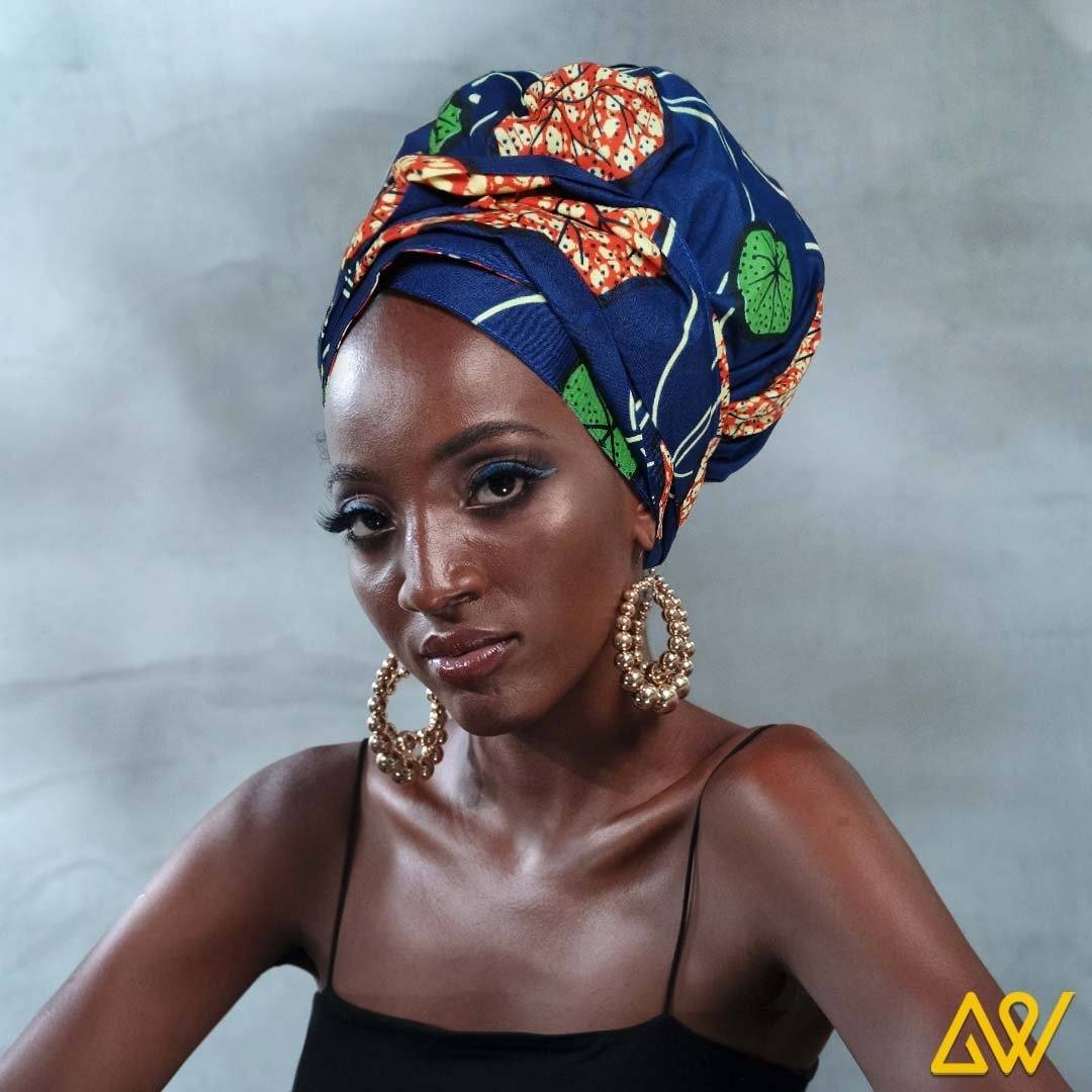 African Print Head Wrap With Satin-Lined - AW1881