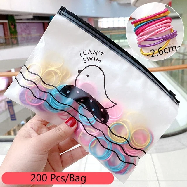 50/100/200 Pcs/Bag Children Cute Candy Random Solid Elastic Hair Bands Girls Lovely Srunchies Rubber Bands Kid Hair Accessories