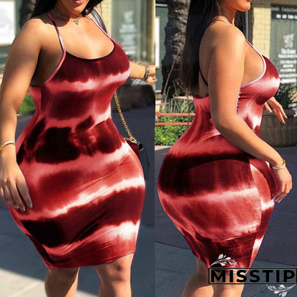 Green Fashion Sexy Daily Spaghetti Strap Sleeveless Spaghetti Strap Mini Dress Mini Tie Dye Dresses