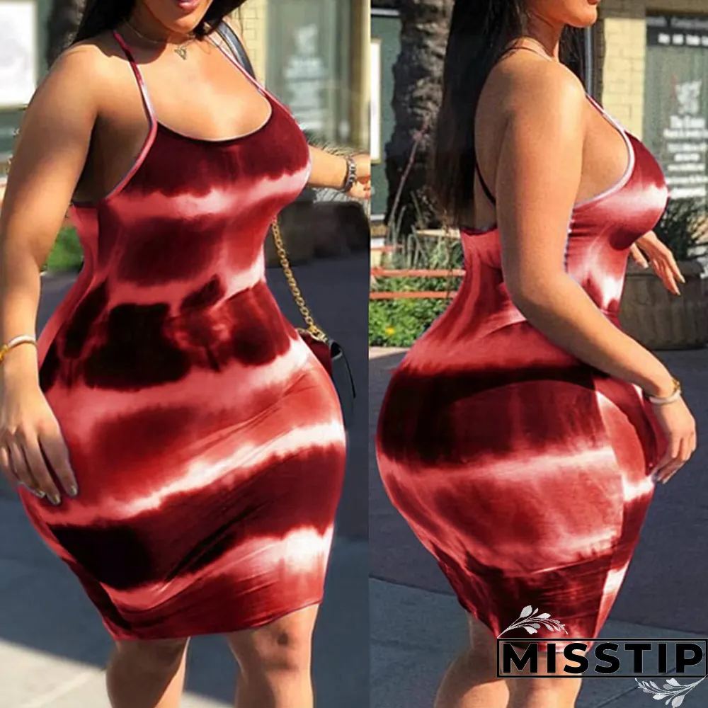 Green Fashion Sexy Daily Spaghetti Strap Sleeveless Spaghetti Strap Mini Dress Mini Tie Dye Dresses