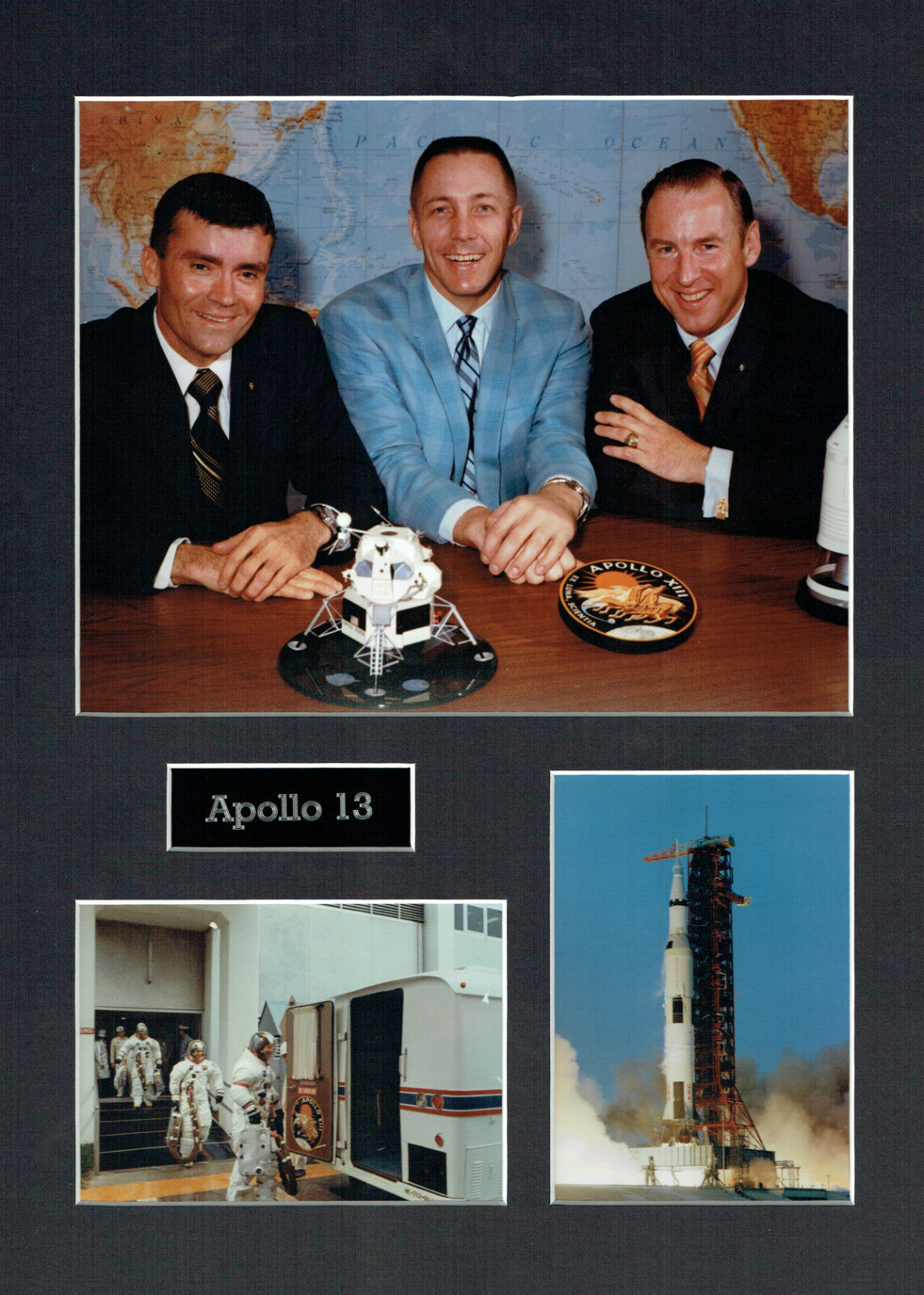 Apollo 13 16x12 Mounted Crew Photo Poster painting Astronaut Space Montage