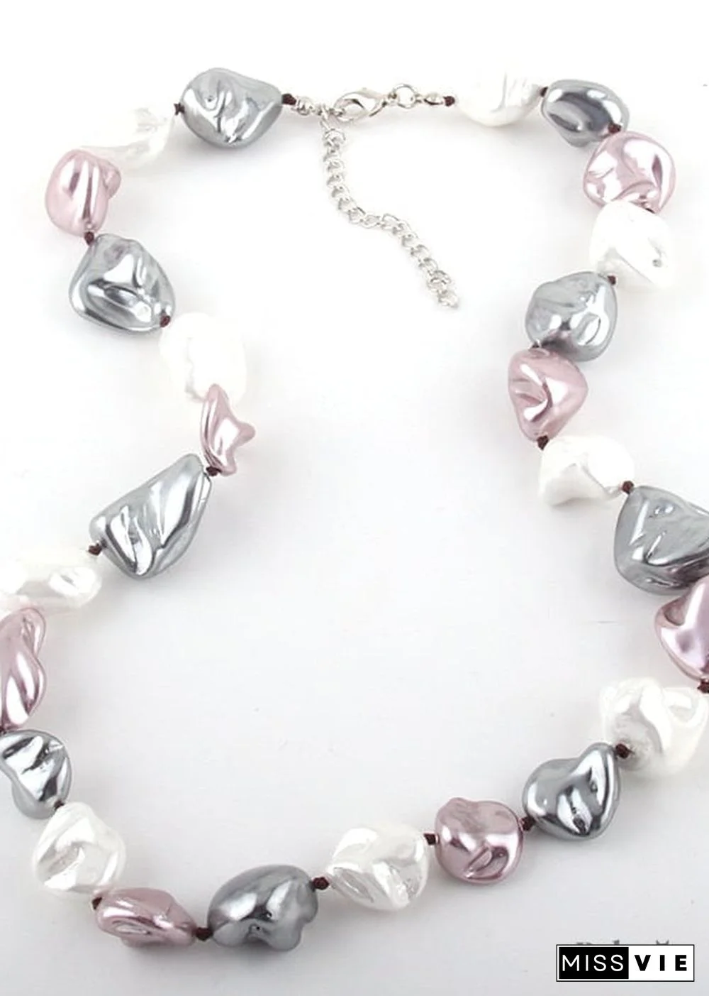 Boho Necklace, RH Big Pearl Shell White Pink Necklaces