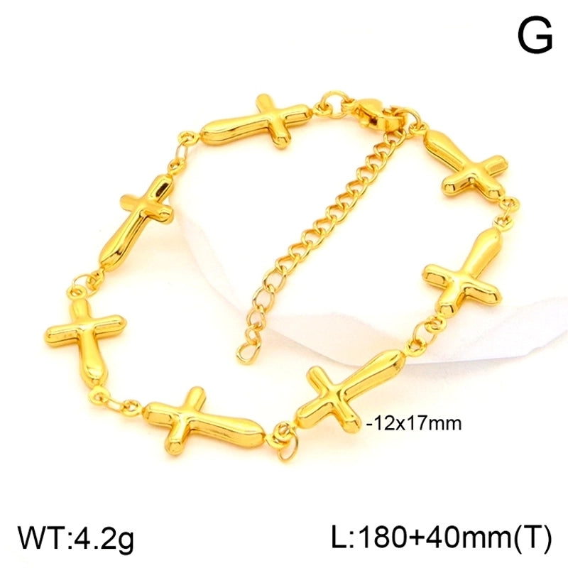 Elegant Minimalist Cross Star Heart Shape 201 Stainless Steel 302 Stainless Steel 304 Stainless Steel Bracelets In Bulk