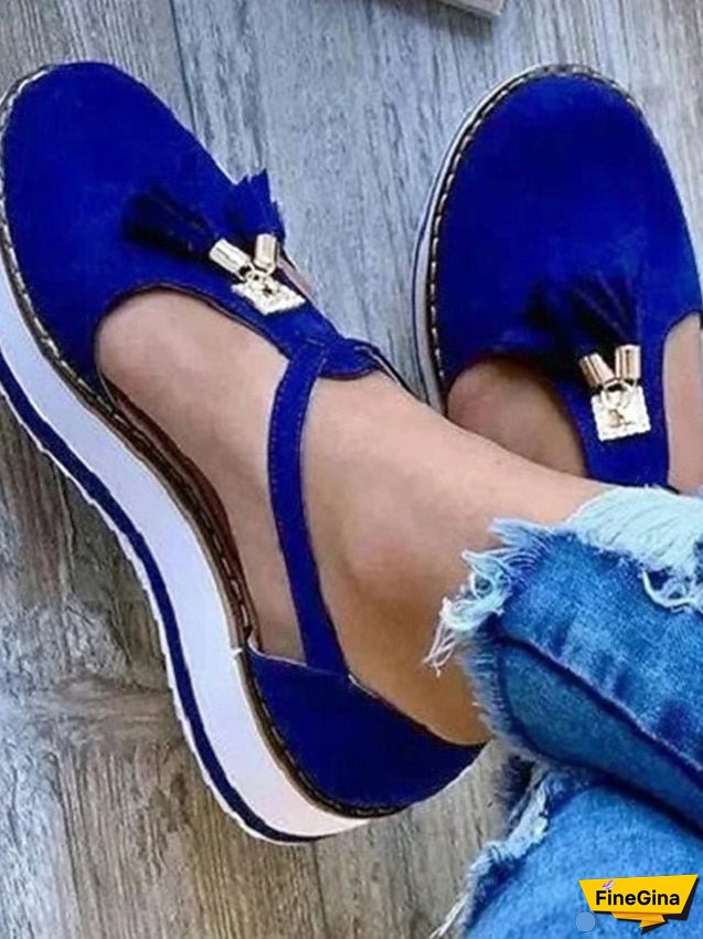 Women's Sandals Platform Sandals Plus Size Outdoor Daily Walking Summer Tassel Platform Flat Heel Round Toe Closed Toe