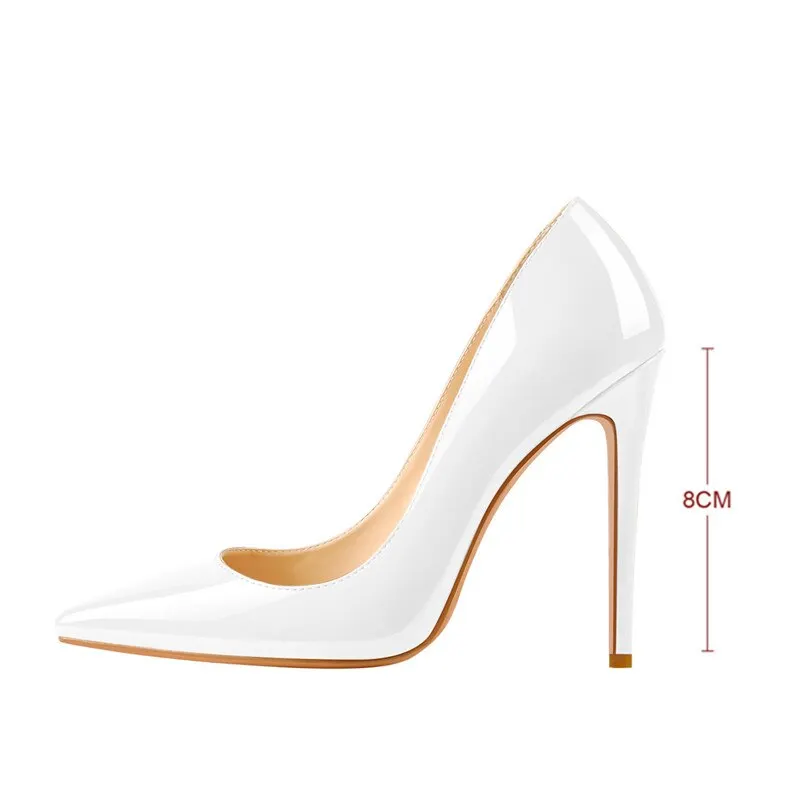 Onlymaker Women's Pointed Toe 8CM High Heel Slip On Stiletto Pumps Large Size Red Black White Pink Basic Chic Shoes