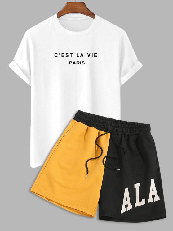 Short Sleeves Casual Printed Tee And Shorts