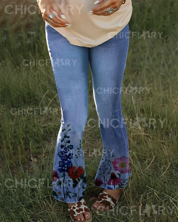 Women's Floral Print Jeans