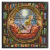 Bunny In Library-14CT Stamped Cross Stitch 36*36cm/14.17*14.17in tapestrymarket