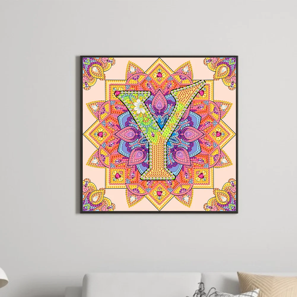 Special Shape Diamond Painting 30*30cm - Y Letter Mandala