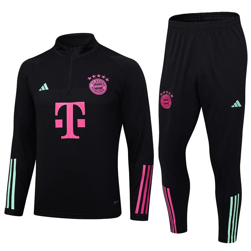 2023/2024 Bayern Munich Half-Pull Training Suit Black Football Shirt 1:1 Thai Quality mysite