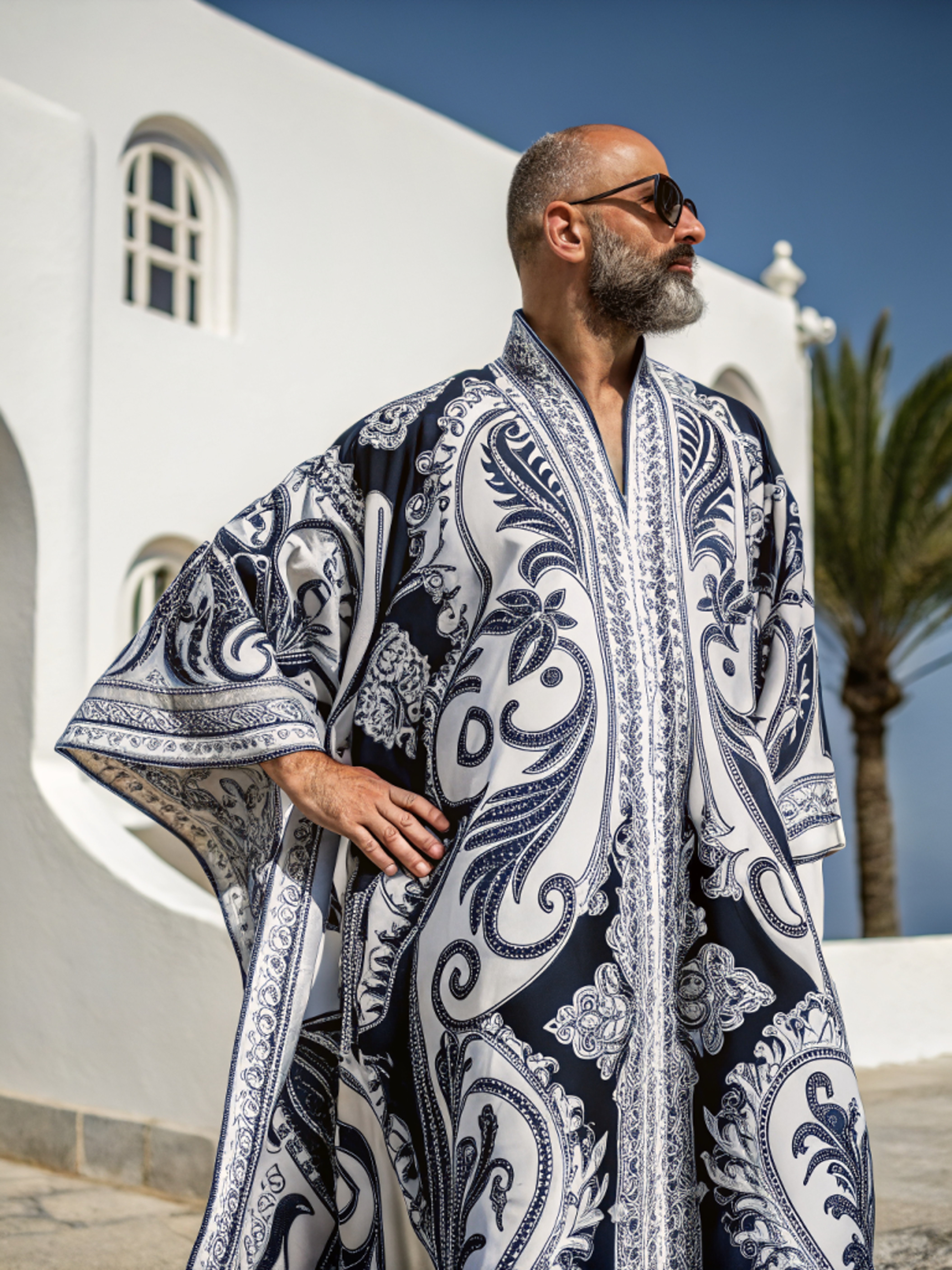 Men's Majolica V-neck Long Kaftan Caftan