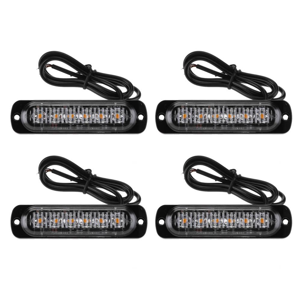 

4Pcs 6Led Slim Flash Light Bars Car Vehicle Emergency Warning Strobe Lamps, 501 Original
