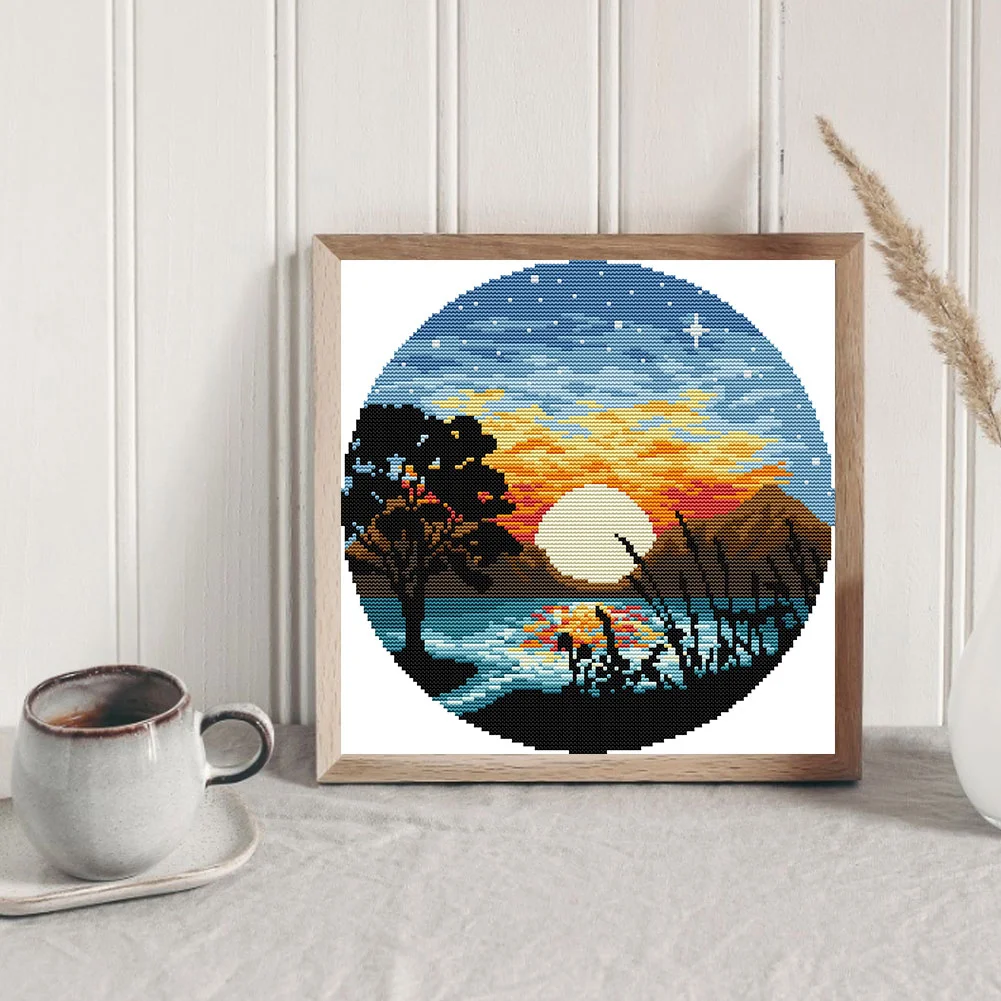 14CT Partial Printed Cross Stitch - Sunset(31*31cm)