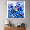 Diamond Painting-DIY Full Round Drill Blue Sparrows on Flowers