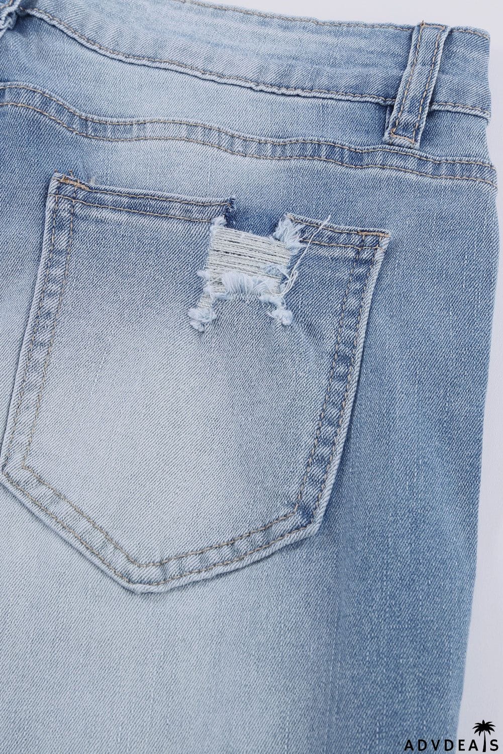 Fashion Light Blue Distressed Boyfriend Denim Pants