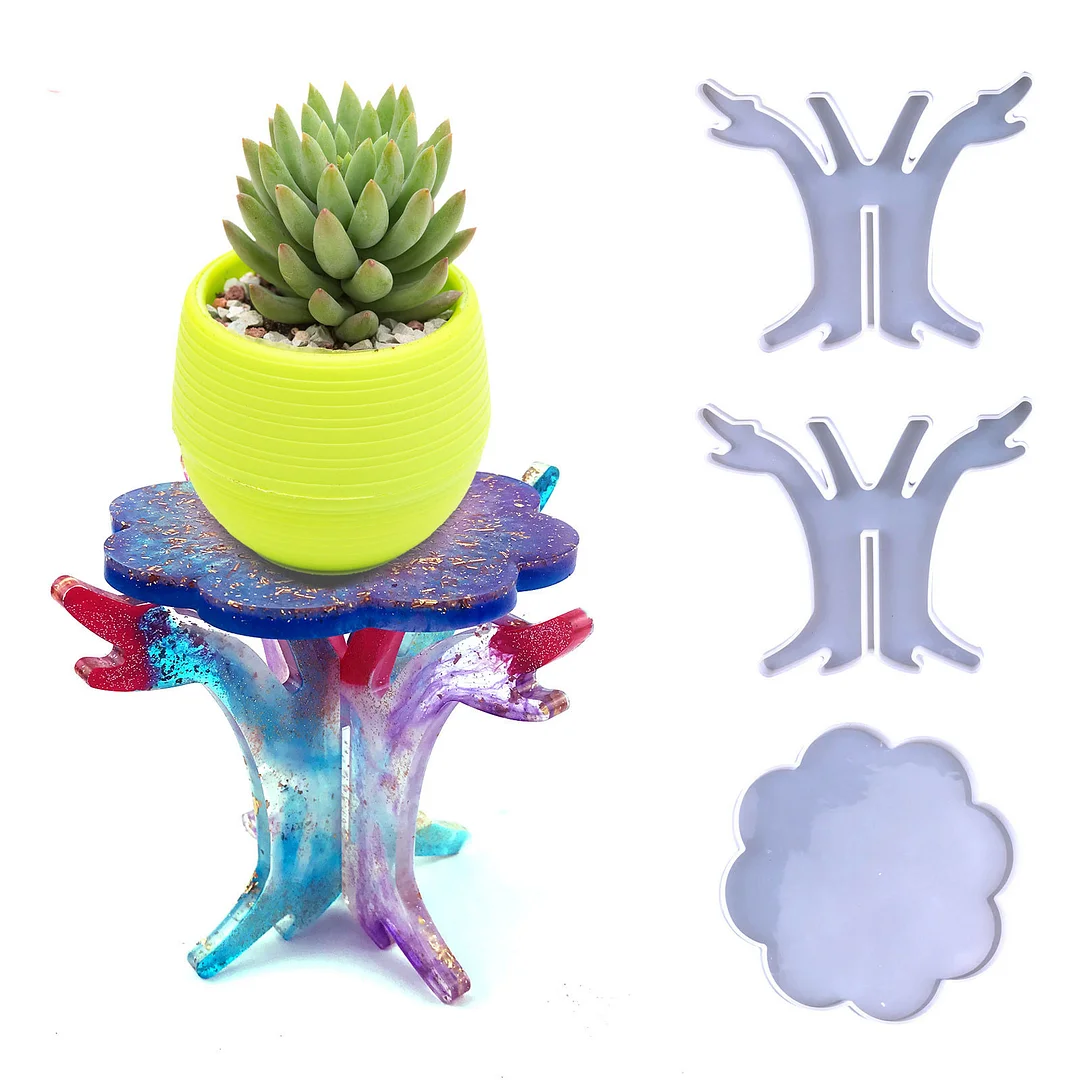 Potted Plant Stand Resin Molds Set