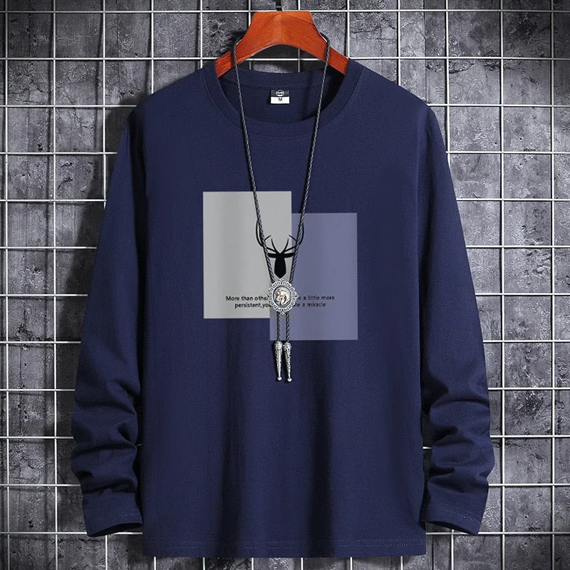 Long sleeve t-shirt men's Pure Cotton autumn and winter new fashion brand T-shirt bottom Shirt Large Men's T-shirt autumn top