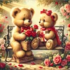 uk.everydayedeals (Limited Stock)Diamond Painting - Full Round - Rose Heart Little Bear