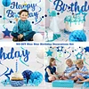 Birthday Decorations, NO DIY, Pre-Strung Happy Birthday Banner with Honeycomb Balls, Hanging Swirls, Circle Dots Garland, Happy Birthday Party Decorations for Women Men Boys Girls (Blue)