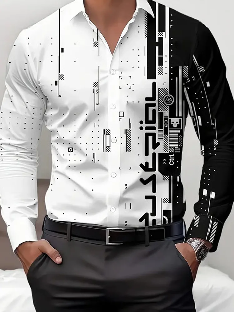 Men's Urban Style Printed Long Sleeve Shirt