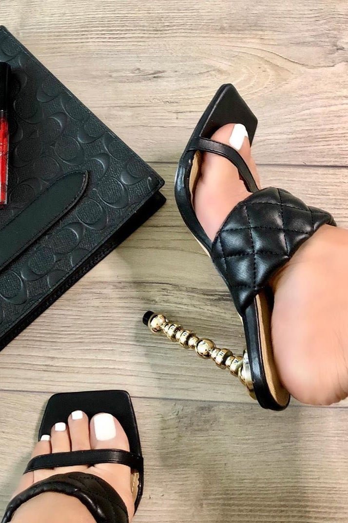 Just Enough Quilted Heels - Black