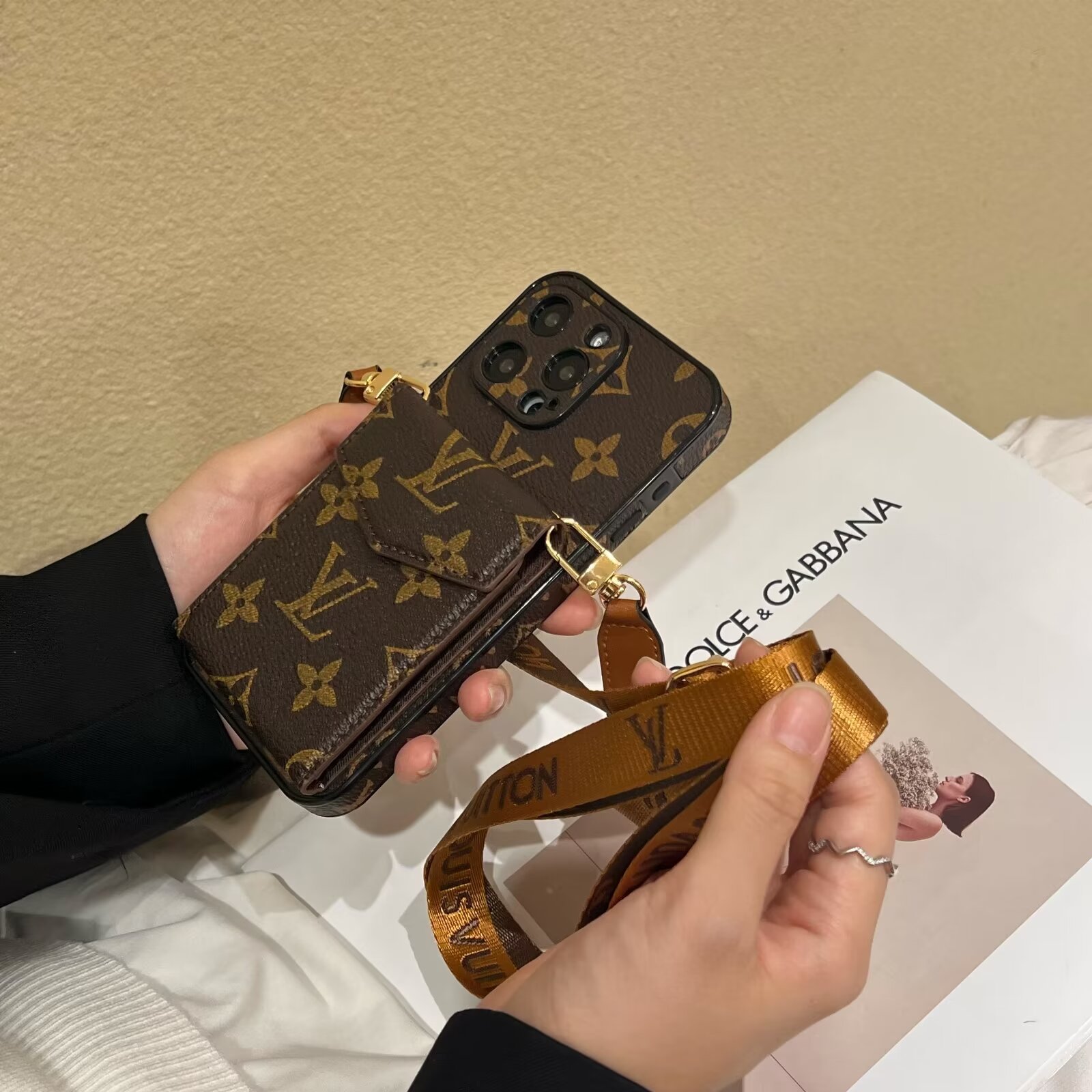 Elegant LV crossbody monogram canvas wallet Gucci Ophidia GG Apple iPhone case