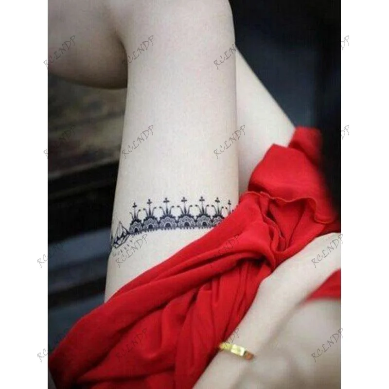 Sdrawing Temporary Tattoo Sticker Bow Knot Sexy Lace Butterfly Flower Arm Leg Body Art Flash Tatoo Fake Tatto for Men Women