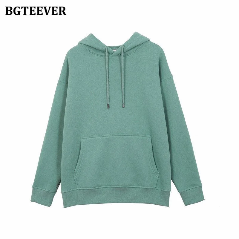 BGTEEVER Winter Thicken Fleece Women Couple Sweatshirt Cotton Oversized Hoodies Sweatshirts Female Warm Pullovers Jacket