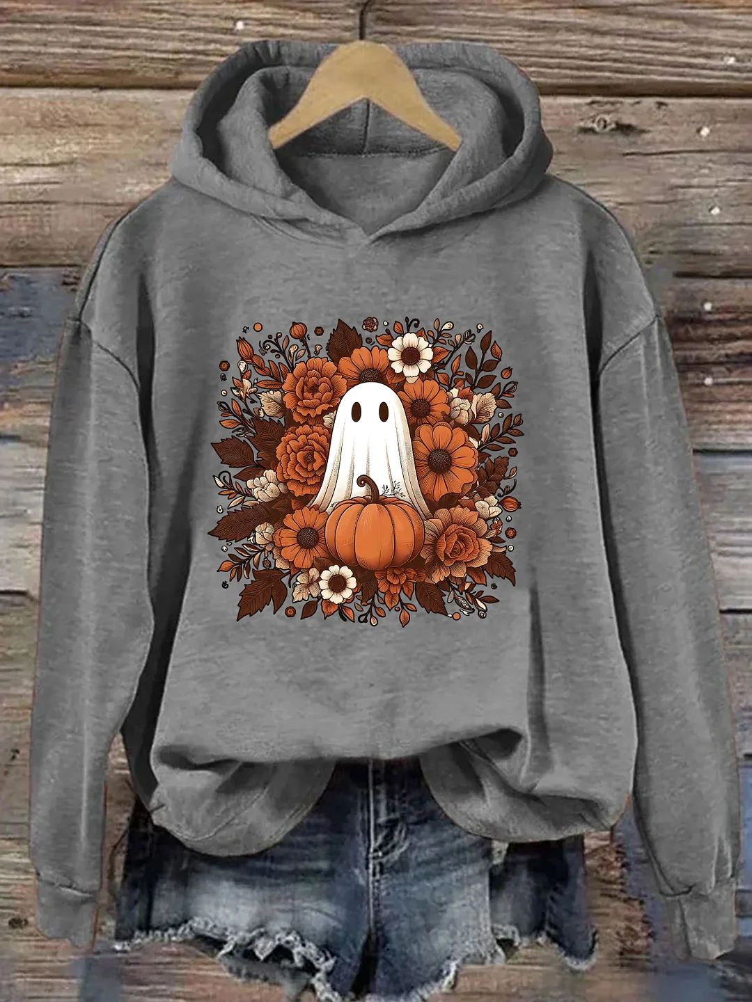 Floral Cute Ghost Halloween Hoodie