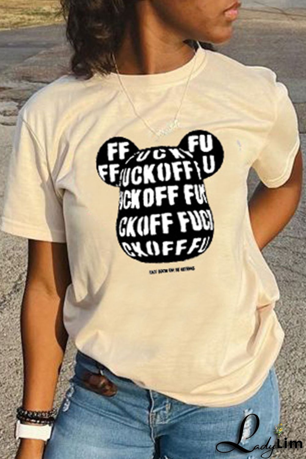 Orange Fashion Casual Cartoon Print Basic O Neck T-Shirts