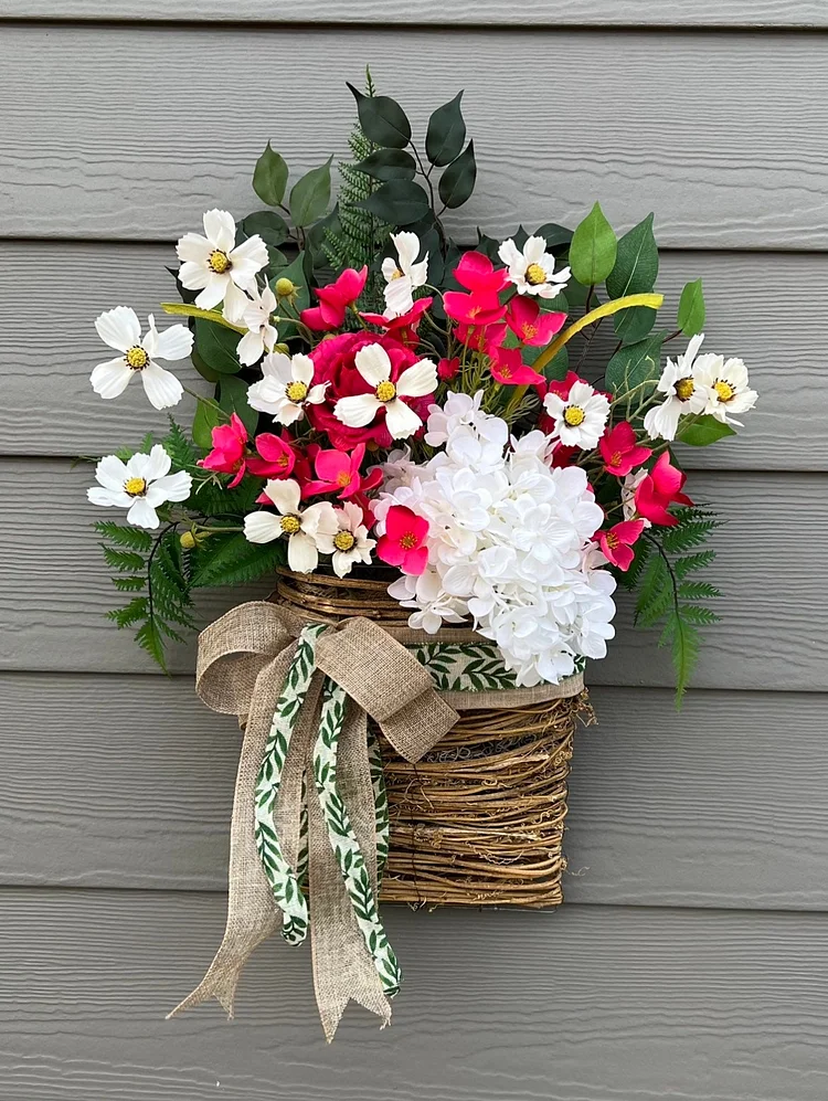 Magenta Spring Basket wreath for front door🌺
